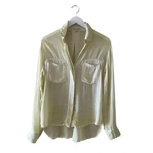 Cloth & Stone Women’s Lime Ombre Soft Minimalist Button Down Blouse SZ XS #1105